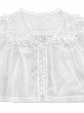 White Lace Trim Sheer Nightshirt Top - Women’s Pajama
